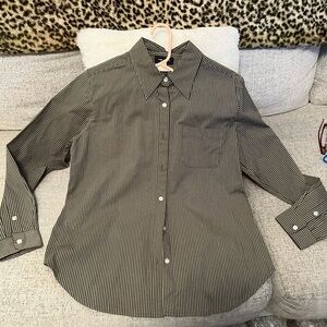 NWT Limited button up stretch top, olive, size 12